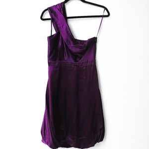 ARMANI EXCHANGE - Plum Silk One Shoulder Dress